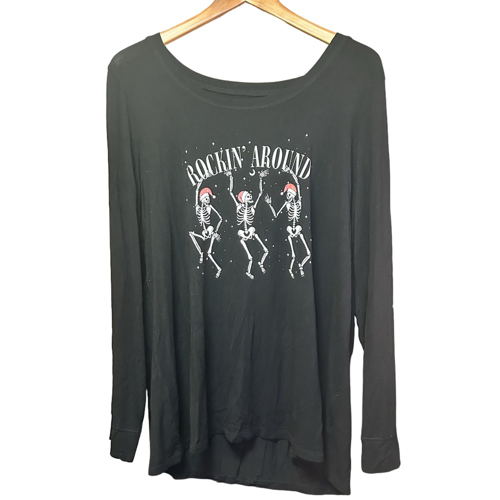 Torrid Super Soft Sleep Tee - Women's Size 2 - "Rockin' Around" Skeletons - Picture 2 of 6